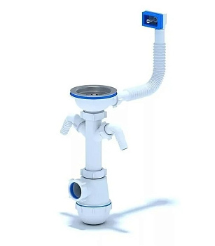 Сифон Ани д\мойки ГРОТ 3*1/2*40  с перел. и отводами д/стир. машины